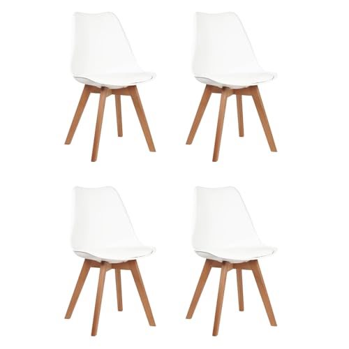 Minimal DECO Pack 4 sillas de Comedor Blancas