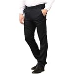 Cotton Works Men's Classic Smart Fit Formal Casual Active Stretch Waist Hidden Expandable-Elasticated Waist Comfortable Flat-Front Dress Everpress Pocket Trousers(Black, 38/31)