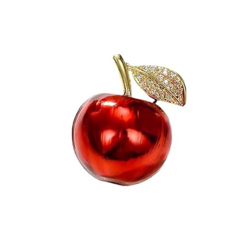 Image of Red Apple Fruit Little Brooch Rhinestone Crystal Lapel Pin for Women Girls Men Cute Dress Accessories Brooches Xmas Festival Ornament Christmas Eve School Teacher Student Appreciation Award Gift Corsage Pin Jewelry Birthday Graduation