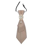 Gsyziux Ties for Women Girls, Pre-tied Womens Tie with Rhinestone Adjustable Ladies Bowtie for Prom School Party (Khaki)