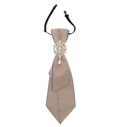 Gsyziux Ties for Women Girls, Pre-tied Womens Tie with Rhinestone Adjustable Ladies Bowtie for Prom School Party (Khaki)