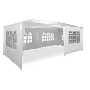 MaxxGarden Partytent Feesttent – 3x6m – 18m² – Paviljoen met 6 oprolbare zijwanden – Waterafstotend – UV-bescherming 50+ – Wit