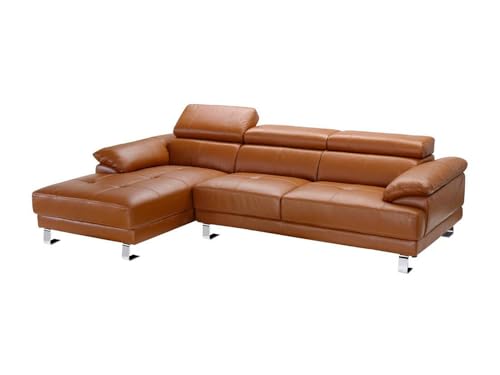 Vente-unique - Canapé d'angle Gauche en Cuir Premium Camel EXCELSIORA