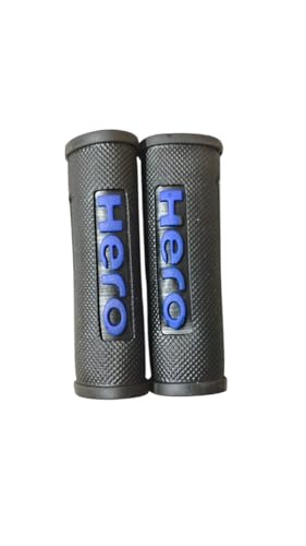 Image of VGZ Premium Anti-Slip Motorcycle Handle Grip Set with Blue Logo | Heavy Duty Rubber | Universal Fit for Bikes | Comfortable & Vibration Resistant