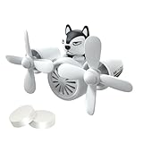 Cute Husky Pilot Car Air Fresheners, Husky Air Vent Clips, Cartoon Pilot Rotating Car Diffuser Decorations, Auto Air Conditioner Outlet Clips with 2 Packs Replacement Tablets