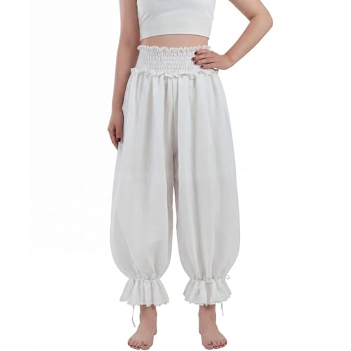 Nuoqi White Bloomers for Women Ankle Length Victorian Pantaloons Long