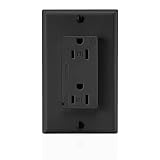 Leviton T5280-E 15 Amp, 125 Volt, Tamper Resistant, Decora Duplex Surge Suppressor Receptacle, Straight Blade, Commercial Grade, Self Grounding, Black
