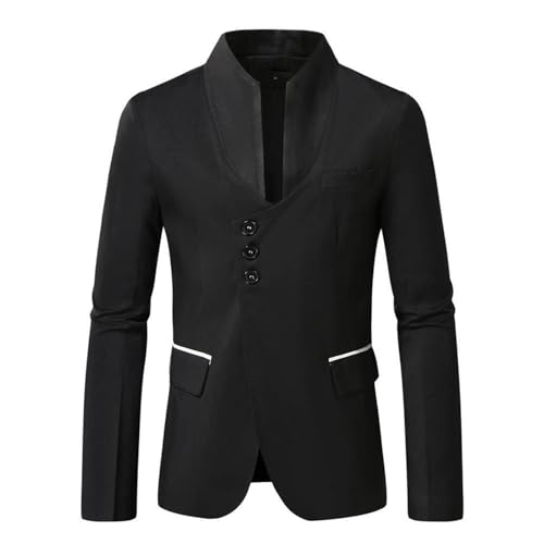 Men's Casual Suit Blazer Jackets Stand Collar Single Breasted Colorblock Blazers Sport Fashion Dress Coat for Prom3