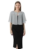 Hotshawl Chiffon Capelet Women's Soft capes Shawls and Wraps for Evening Dress Wedding Cape Cover Up (Silver gray)