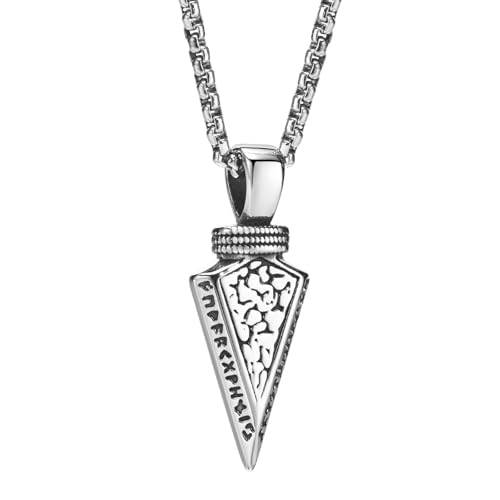 Collar de runas vikingas Gungnir en acero inoxidable pulido