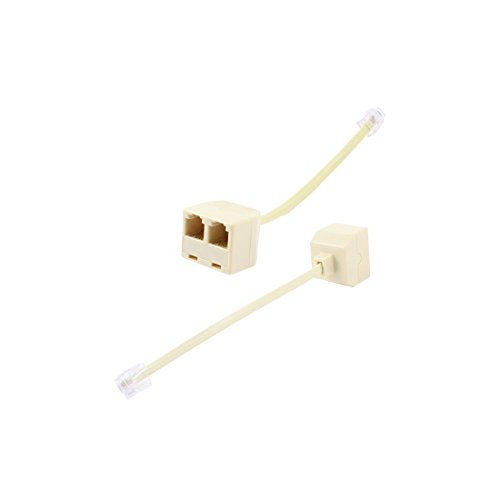 URBEST 2 pcs rj11 male to female two way telephone splitter converter cable-White - Image 3