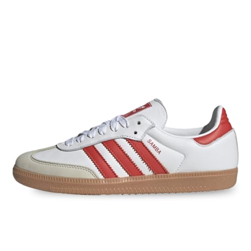 Image of Adidas Samba OG Womens Shoes, Cloud White /Solar Red /Off White, Size 7.5