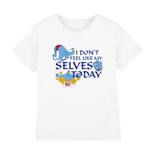 Image of Aladdin Disney Boys The Genie Don't Feel Like My Selves Today Unisex Kids T-Shirt, White, 5-6 Years UK