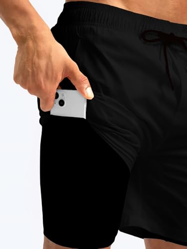 Mens Swim Trunks Swim Shorts Quick Dry 7 inch Inseam Beach Shorts with Compression Mesh Liner and Pocket3