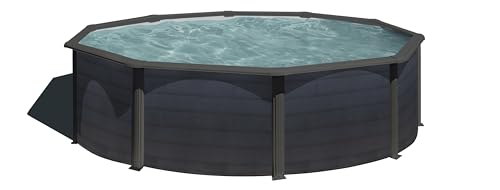 Gre Piscina de Acero Elevada,Ovalada con Aspecto Acero Grafito. Piscinas Desmontables para Jardín. 500 x 300 x 120 cm - Piscina KIT500GF Kea.