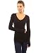 PattyBoutik Women's V Neck Long Sleeve Tunic Sweater (Black L)