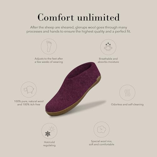 Image of Glerups 100% quality wool mix Shoe Slipper with rubber sole - Unisex