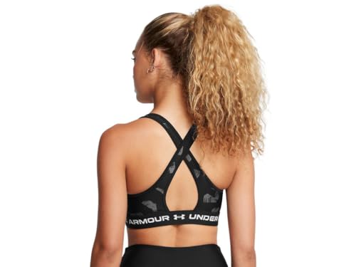 Under Armour Damen BH mit gekreuztem Rücken, mittelhoher Druck, Schwarz/Anthrazit/Weiß, M – Ansicht 2