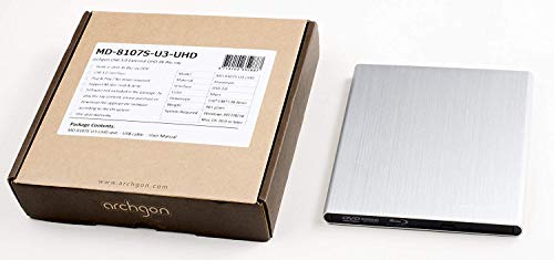 Archgon Premium aluminum esterna USB 3.0 UHD 4 K Blu-Ray super gratuito per apple-macbook Air, Pro, iMac