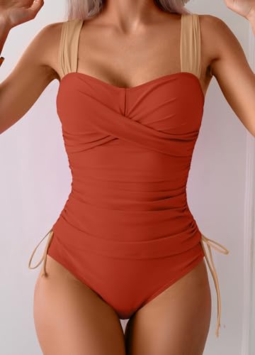 Image of B2prity Women's High Waisted Tankini Swimsuit Tummy Control Bathing Suit | 2 Piece Tankini Set,Long Torso Tankini Tops,Twist Front,Side Drawstring,Adjustable Wide Straps