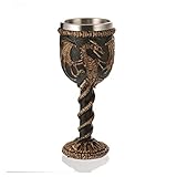 RUITASA Stainless Steel Medieval Dragon Chalice Goblet, Medieval Skull Dragon Wine Goblet, Dragons Chalice Goblet, Wine Goblet 7 oz for Party Decor Birthday