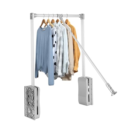 Barra Telescópica para Armario, Ancho Ajustable, Resistente y Duradera, Máx. Capacidad de Carga de 10 Kg, Retorno Suave, Ahorro de Espacio (600-830 mm)