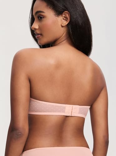 Image of DOBREVA Women's Mesh Strapless Bra Sheer Unlined See Through Underwire Bras Plus Size