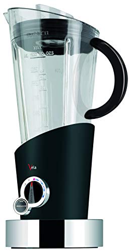 BUGATTI, Vela Evolution, Electric Blender for Milk Shakes and Smoothies, Ice Crusher Function Included, 4 Speeds, Capacity 1.5 Liter, 500 W, Innovative Design (Black)