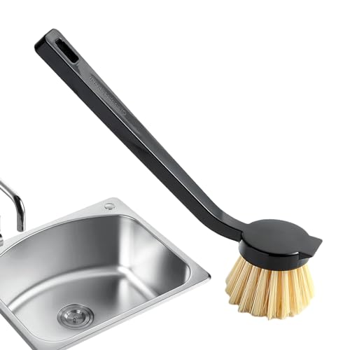 Bubei Cepillo para Fregar Platos - Cepillo de Cocina con Mango Largo Potente fregador de Platos de Secado rápido,Herramientas de Limpieza Negras Resistentes a la Suciedad para ollas, Platos, tazones
