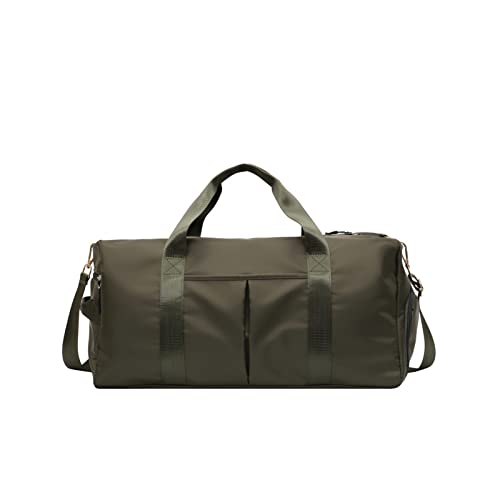 Nylon Borsa Sportiva Borsone da Viaggio Grande Weekender Pernottamento Bagaglio a Mano Palestra con Scomparto Scarpe & Tasca di Separazione Bagnata e Asciutta Verde Militare