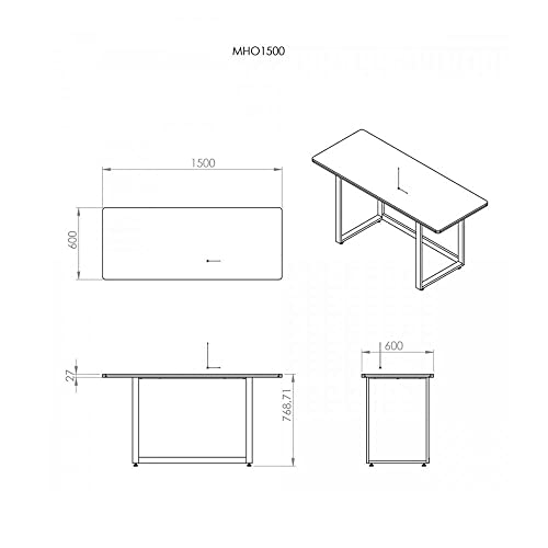 Mesa Para Escritório e Home Office, 150cm, MHO 1500, Amêndola Rústica, Suporta até 150Kg - HAYONIK