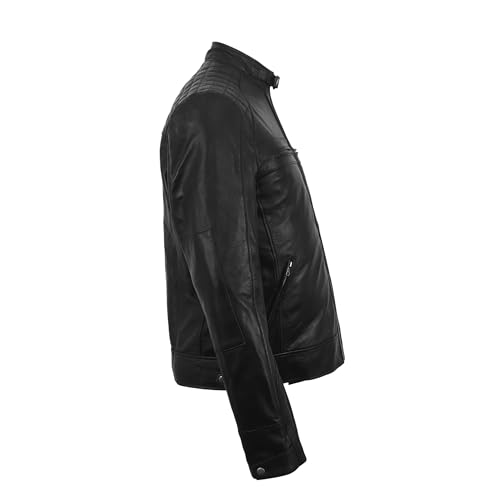 Real Leather Jacket Men Genuine Lambskin Biker Jacket Cafe Racer Style Zip Up Mens Motorcycle Jacket3