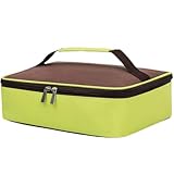 SIzlaho ランチバッグ 保温 保冷 ランチトート 弁当袋 ランチバック 食品収納 お弁当バッグ 弁当包み 薄型 フード ストレージ 小さめ 軽量 保冷 保温 軽量 防水 小型 遠足 通勤 通学 男女兼用 (フルーツグリーン - 小 28x20x8CM) [並行輸入品]