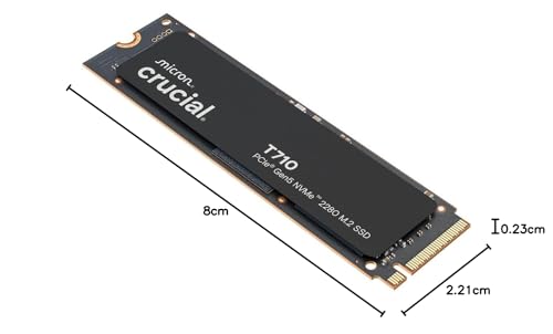 Image of Crucial T710 1TB SSD NVMe M.2 PCIe 5.0 x4 Gen5, Read /Write Speeds up to 14,900 /13,700 MB /s, Laptop & Desktop (PC) Compatible, TLC NAND, Solid State Drive - CT1000T710SSD8-01