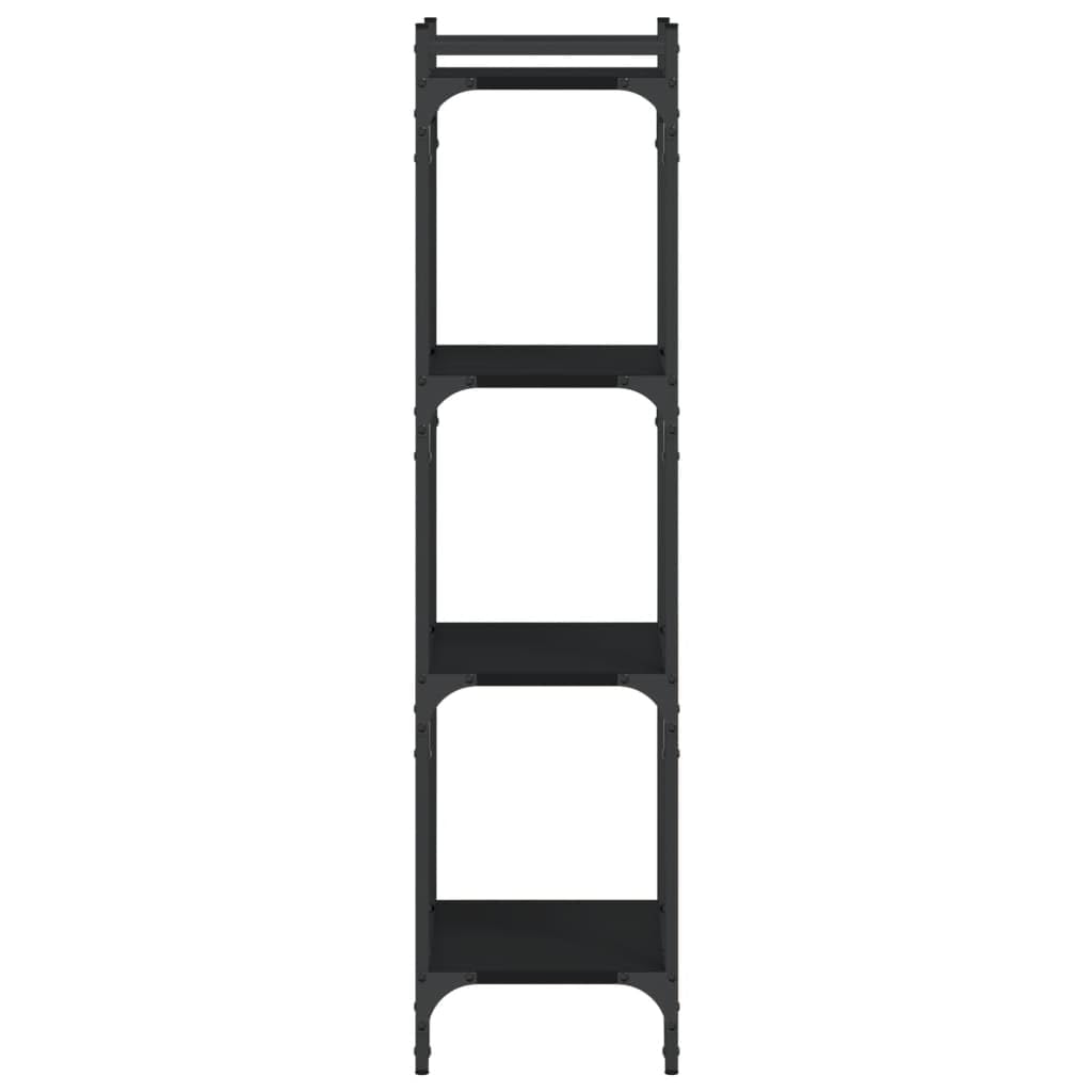 Homgoday Regał na książki, 4 półki, stojący, biurowy, magazynowy, do przechowywania, regulowane nogi, do salonu, gabinetu, biura, czarny, 40 x 30 x 120 cm, materiał drewnopochodny