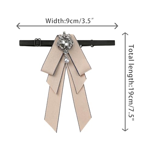 Image of Women's Ribbon Brooch Necktie Rhinestone Bow Ties for Elegant Chic