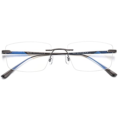 Image of FONEX Titanium Glasses Frame for Men,Square Eyewear Full Optical Eyeglasses F85641