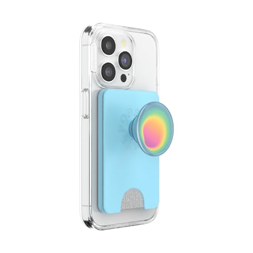 Image of PopSockets Phone Wallet for MagSafe, Phone Card Holder with Grip, Light Blue - Butterfly Pea Blue