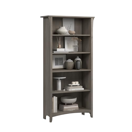 Bush Home Salinas 5 Shelf Bookcase in Driftwood Gray, Tall