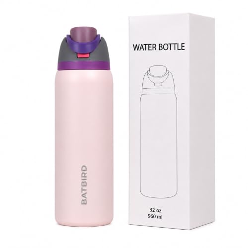 Image of Stainless Steel Water Bottle 32 oz with Flip Lid and Carry Loop (Pink Blue,960 ML)