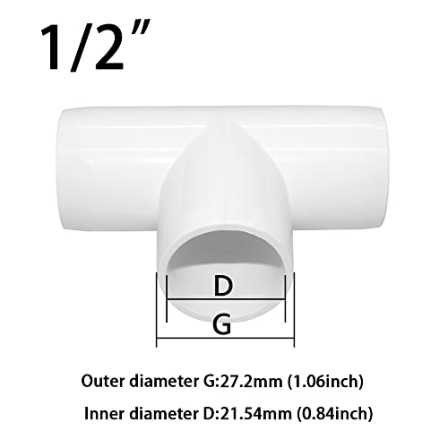 ANPTGHT 1/2 Inch Tee PVC Fitting 3 Way Connector, Furniture Grade Corner Fittings for DIY Building Furniture Greenhouse Shed Pipe Fittings Tent Connection (Pack of 8) - Thumbnail 2