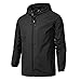 Mens Rain Jackets Waterproof With Hood, Men'S Warm Puffer Jacket Hooded Windproof Winter Coat Fashion Jackets Work Black Bomber Jacket Gold Zipper Jacket Hood Jackets (XXL, Black)