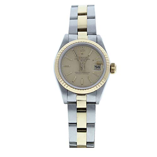 Rolex Ladys Datejust 69173 Steel & 18k Gold Oyster Band Champagne Tapestry Stick Dial (Certified Preowned)