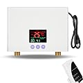3000W Tankless Mini Hot Water Heater Under Sink 110V Thermostatic Washing Heating System with Remote Control Digital Display for Home Kitchen Bathroom (White)