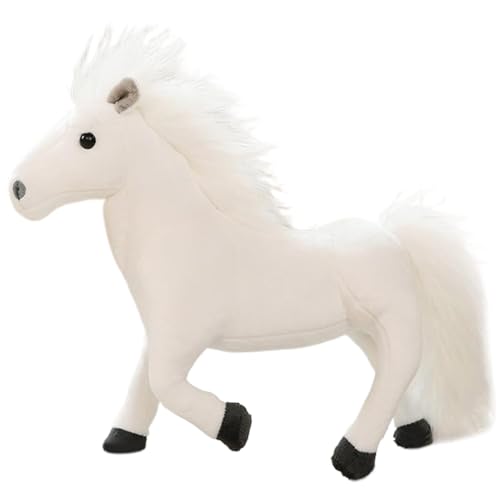 Cheval blanc en peluche réaliste, le cadeau idéal pour tout-petit