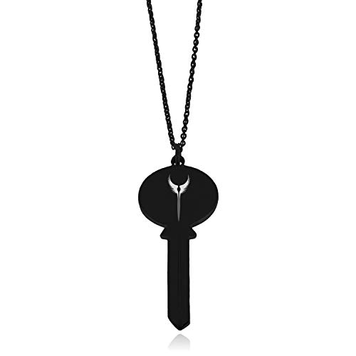 Tioneer Black Stainless Steel Rise of The Valkyrie Oval Head Key Charm Pendant Necklace