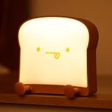 Nachtlicht Lampe mit Brot Toast Lampe Nettes Licht mit Holz USB Wiederaufladbar für Kleinkinder Kinder Schlafzimmer (Essen)