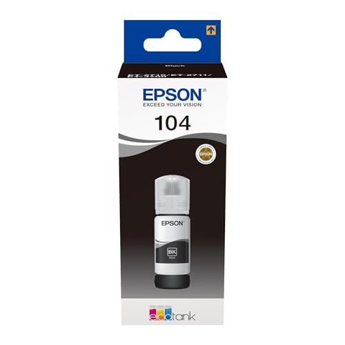 Title: Epson Ecotank, Serie 104, Flacone Inchiostro Per Stampanti Ecotank, Single Pack 1 Colore (Nero), 65 Ml, Inchiostri Dye E Pigmentati