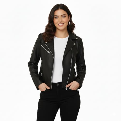 Image of Women Leather Jacket Solid and Riding Biker trending Jacket