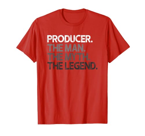 Producer Design Man Myth The Legend T-Shirt, Men, Red, Large